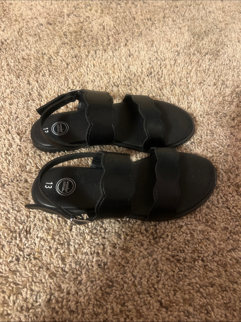 wonder nation Black Girls Scalloped Strap Sandals